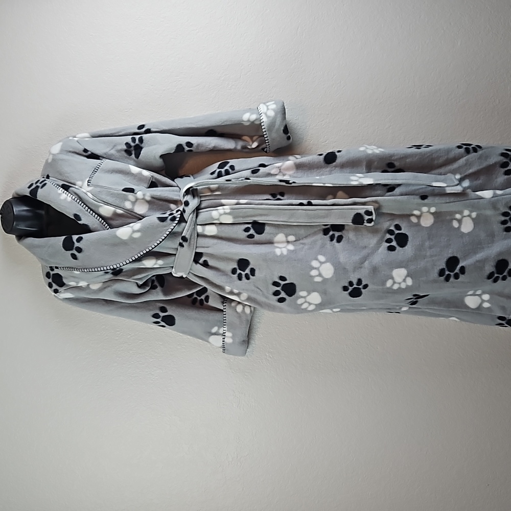 Charter Club | NWT Women's Puppy Paw Print Self-Tie Blanket Fleece Robe Sz Sz